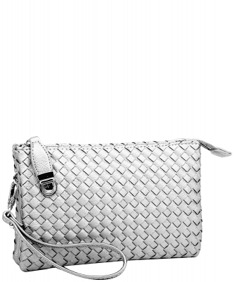 Fashion Woven Clutch Crossbody Bag WU112 SILVER